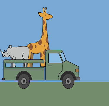 pick up truck with animals created in abobe illustrator